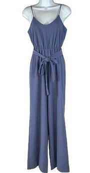 Bar III X-Large Jumpsuit Spaghetti Strap V-Neck Elastic Waist Wide-Leg Blue New