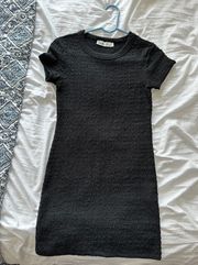 Textured Short Sleeve Dress Black