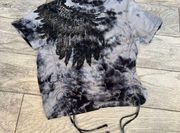 Affliction Live Fast Shirt Medium Top Short Sleeve Y2K Tie Dye Moto Feather