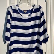 Cremieux 3/4 Sleeve Stripped Blouse