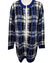 Sweet Rain blue plaid open front blanket cardigan size medium