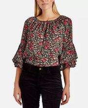 Women's  Floral Ruffle-Sleeve Peasant Top - Brand New Without Tags!
