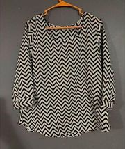 Liberty Love Herring Bone Striped Black/White Women's Top Size M