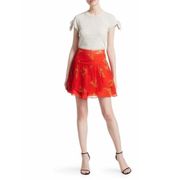 Derek Lam 10 Crosby Mini Skirt 8 NWT Pleated Floral Red Luxury Layered Flirty