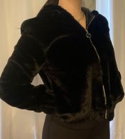 Black Fur Zip Up Jacket 