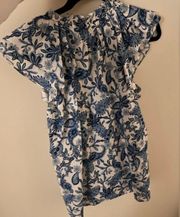 Blue And White Floral Blouse