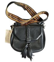 Antik Kraft Black Crossbody tassel Boho Western Fringe Vegan Leather Bag NWT