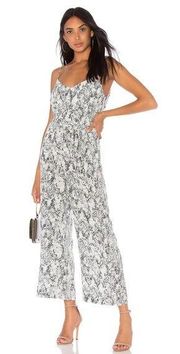 L'Agence Jaylyn Python Printed Silk Jumpsuit Stone Multi Size 10