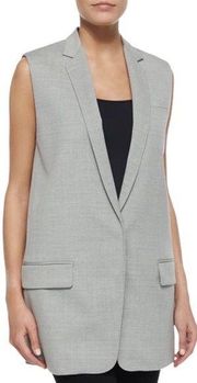 Rag & Bone Francois Wool Crepe Long Suit Vest Jacket Dove Gray Size S