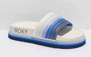 Roxy Slippy Jess Blue & White Slide Sandals