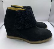 Bettye Muller Leather Suede Leather Wedge Bootie Black EUR40 US10 Fur Side Zip