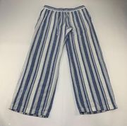 Old Navy  Blue White Striped Linen Blend Wide Leg Lounge Pant M