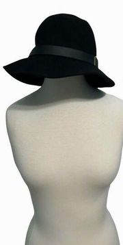 Wool Floppy Hat Black Boho Felt One Size Gold Accent Designs