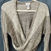 Soft Surroundings: Cross the body/ Cropped Sweater- cream/gray~ size XL