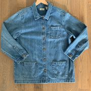 Vintage Denim Chore Coat with Patch Pockets Size Medium