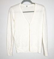 Uniqlo Women's Cream Wool Grandpa Cardigan Size Small