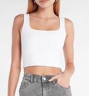 Express body contour high compression square neck cropped top