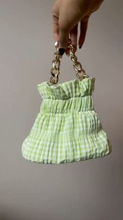 Green gingham Print Mini bag