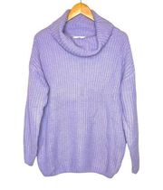 Adika lavender purple rib knit pullover turtle neck long sleeve sweater
