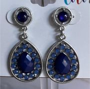 Gorgeous Silver Tone-Blue Dangle Earrings