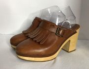 Madewell Chestnut Brown Womens Mule Slip On Shoe Leather Block Heels Size 9.5