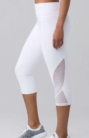 Lululemon Womens Twist & Train Crop Leggings size 4 White Cropped Lined W6AHSS