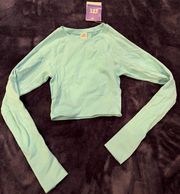 Cyan Tight Long Sleeve Crop Top