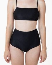 American Apparel Los Angeles Apparel RIBBED HIGH WAIST BIKINI BOTTOM Black S