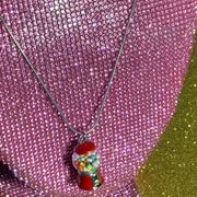 3D Red Gumball Machine Necklace Multicolor  Emo Scene Egirl Kawaii Gift