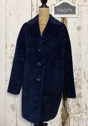 Trina Turk Navy Blue wool & Alpaca Blend 3 button cocoon Coat