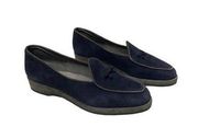 Stuart Weitzman Suede Loafers Blue Size 6 Stealth Wealth Preppy Minimalist Cute