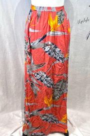 Patrons of Peace thigh high slit tropical maxi skirt size large