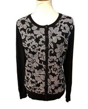 Charter Club black and white floral cardigan