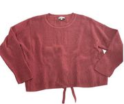 Lucky Brand Sweater Womens X Large Red Pink Ribbed Knit Criss Cross Back Cotton