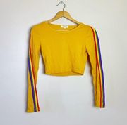 Gold Boutique  Rainbow Sleeve Crop Top Size M NWT