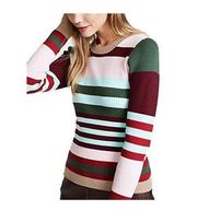 Parker Long Sleeve Crew Neck Ribbed Striped Sweater Size S