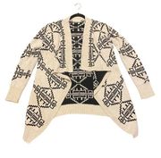 Staring at Stars Medium Sweater Black Cream Geometric Cardigan Open Front