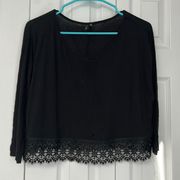 Half sleeved black lace blouse