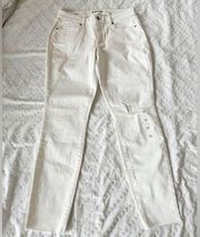 NEW White Beige Distressed Skinny Jeans Size 10 Regular Sonoma Cream Raw Hem