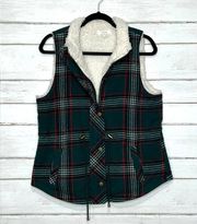 Maurices Green Plaid Vest Sherpa Lined Size Medium