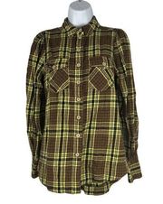Zenana Outfitters Women's Plaid Button Down Shirt Size XS Yellow/Black