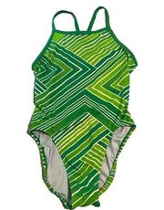 Nike Womens Bathing Suit One Piece Sz 10 Green Swimsuit Swimwear Summer Swim GUC