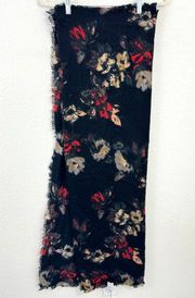 A New Day Women's Floral Raw Edge Fashion Scarf Black One Size
