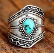NEW  Silver Boho Faux Turquoise Ring 💍!!