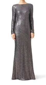 Badgley Mischka Silver Sequin Dara Gown Size 6 US $660