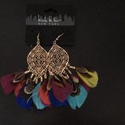 Nicole Miller Lattice and Multi Color Feathers Ear