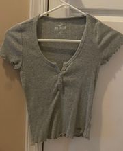 Hollister Gray Henley Baby Tee