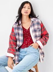 AE Oversized Plaid Button Up Shacket