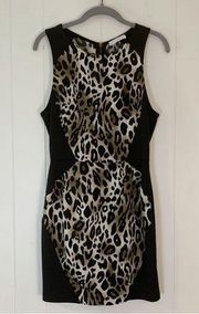 NWT Lush Black & Leopard Print Bodycon Dress M