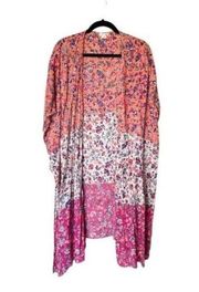 EyeShadow Floral ColorBlock Paisley Tapestry Style Full Length Kimono Duster 0X